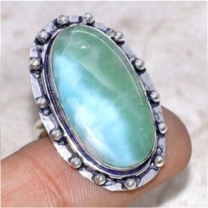Larimar Gemstone 925 Sterling Silver Handmade Ring
